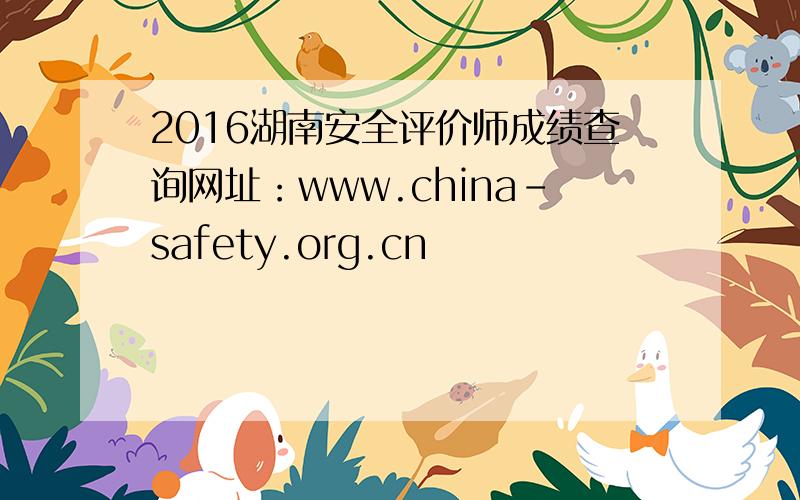 2016湖南安全评价师成绩查询网址：www.china-safety.org.cn