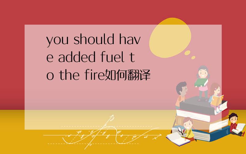 you should have added fuel to the fire如何翻译