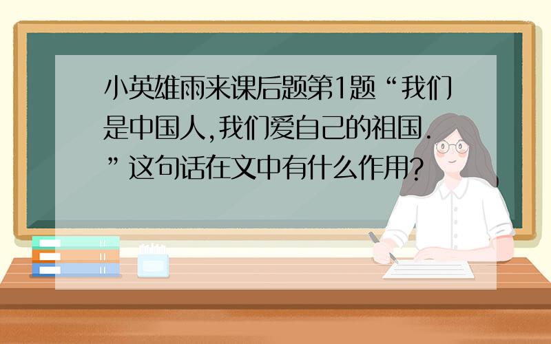 小英雄雨来课后题第1题“我们是中国人,我们爱自己的祖国.”这句话在文中有什么作用?