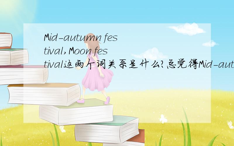 Mid-autumn festival,Moon festival这两个词关系是什么?总觉得Mid-autumn festival怪怪的,有逐字翻译的嫌疑,另外美国人怎么称呼,是不是再造一个Mid-fall festival出来呢?还有,为何我在词典上查不到Mid-autumn fe